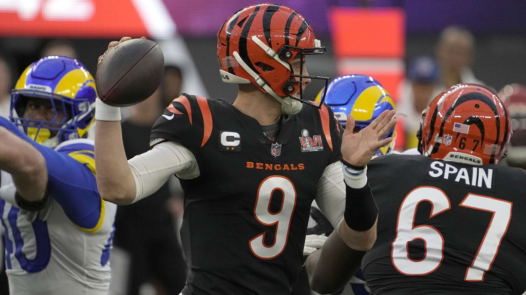 Joe Burrow w/sling on Field at Saints Rams playoff game in NOLA