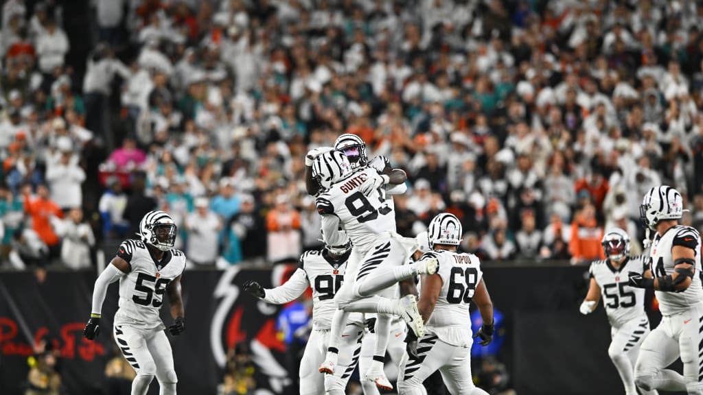 Cincinnati Bengals defensive end Jeff Gunter (93) runs for the