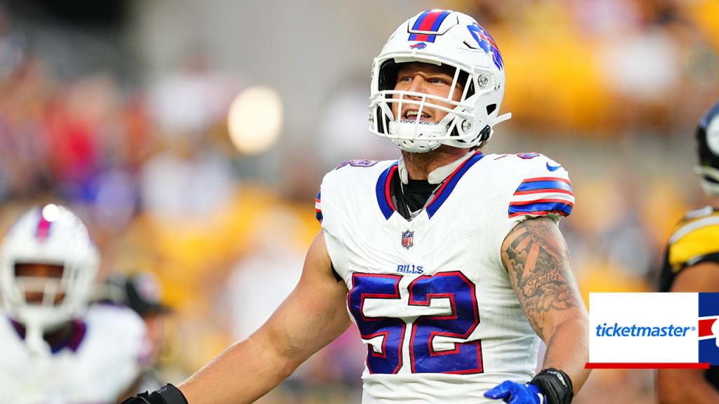 Buffalo Bills outside linebacker A.J. Klein (54) walks off the field after  an NFL football game against the Washington Football Team, Sunday, Sept.  26, 2021, in Orchard Park, N.Y. (AP Photo/Brett Carlsen