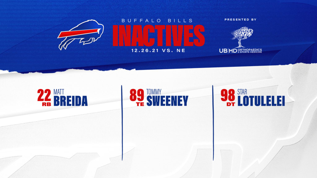 Buffalo Bills at New England Patriots: Game day inactives