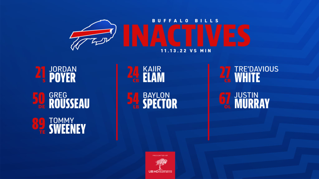 Bills' Kaiir Elam OUT, Jordan Poyer ACTIVE vs. Browns (Week 11 Inactives) 