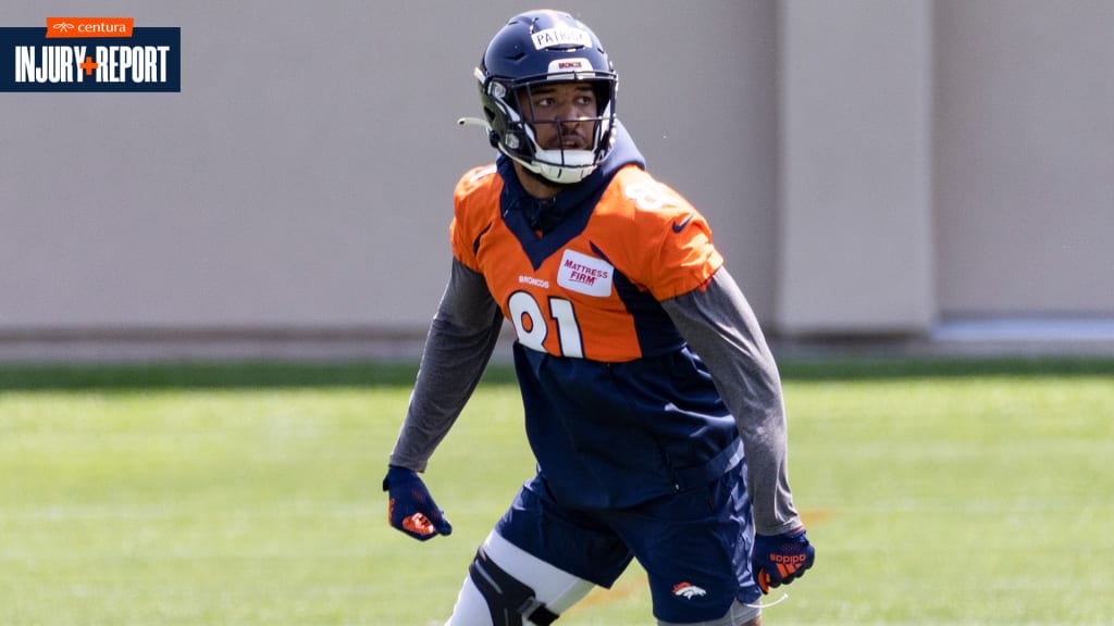 Broncos wide receiver Tim Patrick carted off field at training