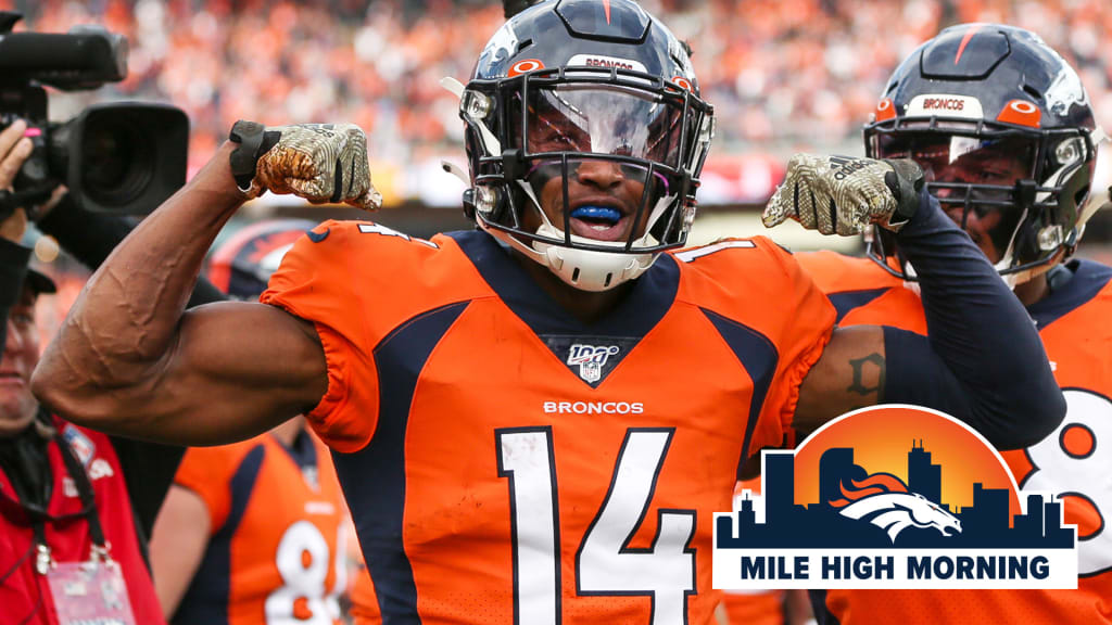 Denver, Colorado, USA. 26th Aug, 2023. Broncos TE ALBERT OKWUEGBUNAM leaps  over an attempted tackle during the 1st. Half at Empower Field at Mile High  Saturday night. Broncos beat the Rams 41-0