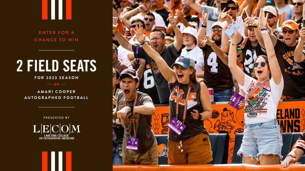 Cleveland Browns on X: Enter for a chance to win the Browns Prize Pack  Sweepstakes, thanks to @1LECOM! The winner will get two sets of field seat season  tickets for the 2023-24