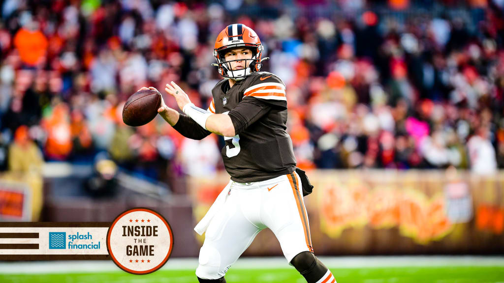 Nick Mullens of the Cleveland Browns looks on during pregame warm