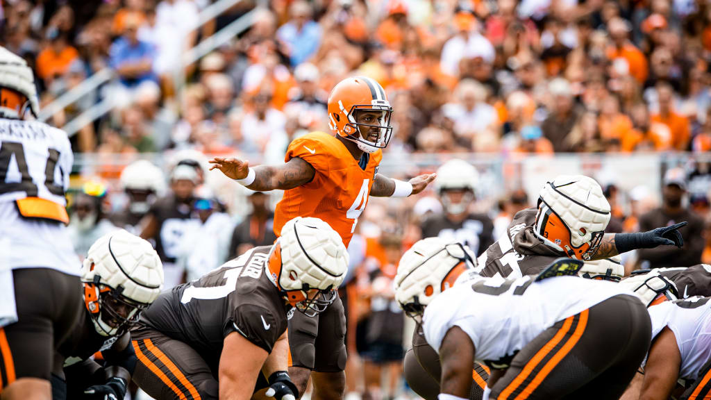 Deshaun Watson speaks before Browns' preseason opener vs. Jaguars