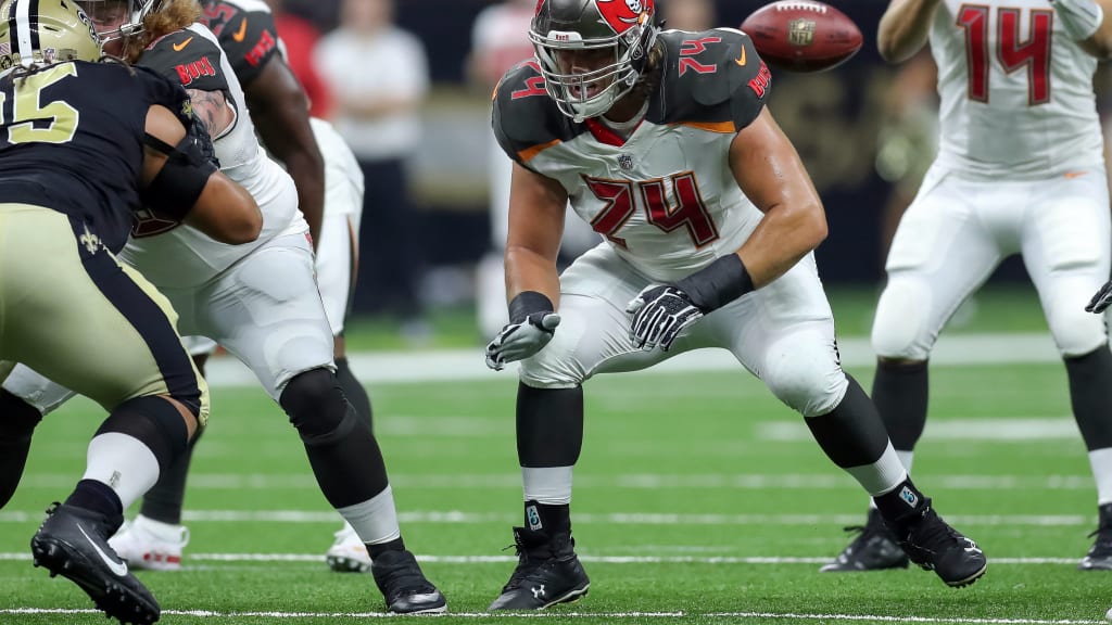 Tampa, USA. 02nd Feb, 2021. Tampa Bay Buccaneers guard Ali Marpet walks  between drills during NFL football practice, seen here in an image released  to the media by the NFL, Tuesday, Feb.