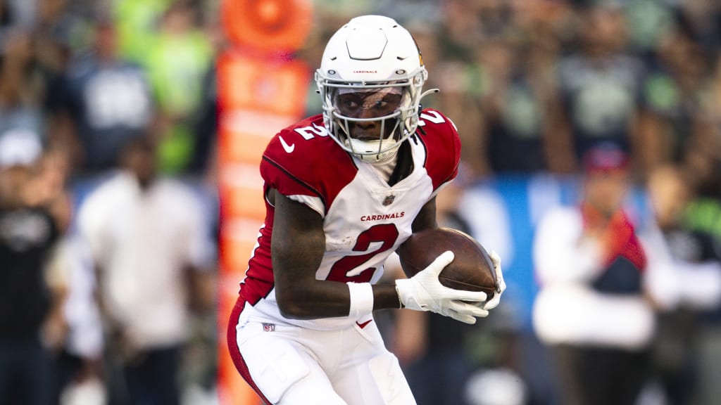 Marquise Brown of the Arizona Cardinals makes a leaping catch as