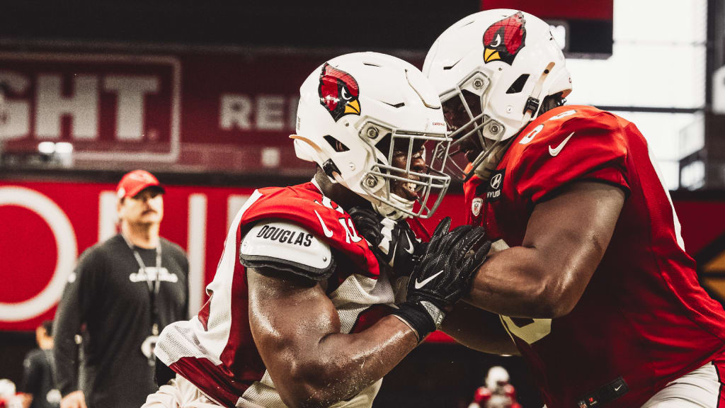 Arizona Cardinals linebacker Victor Dimukeje runs upfield against