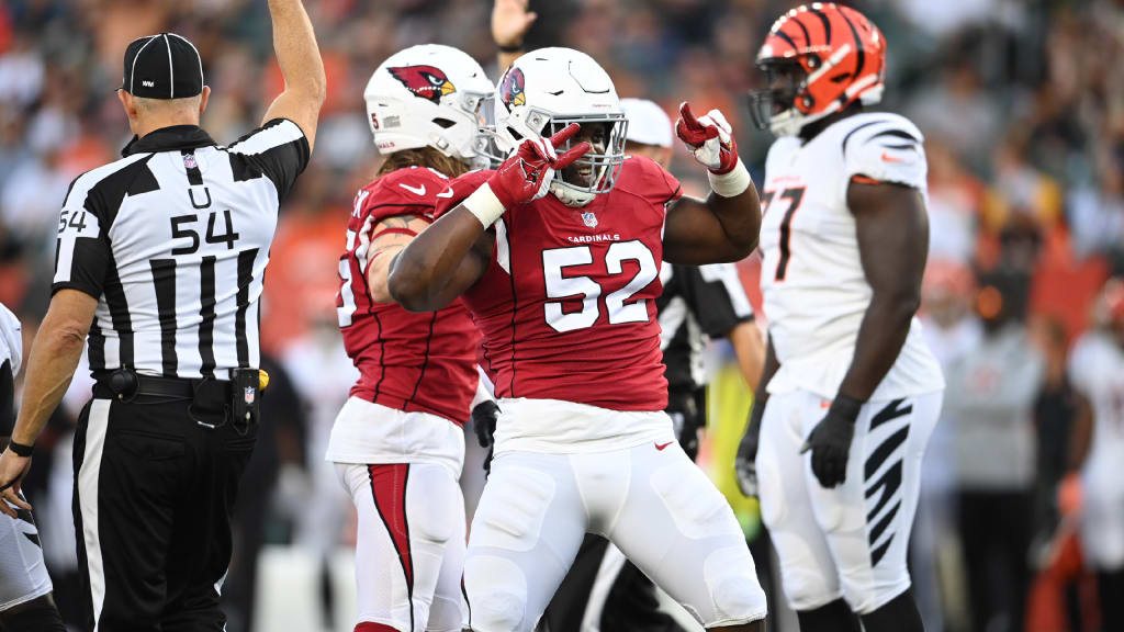 Arizona Cardinals linebacker Victor Dimukeje runs upfield against the Carolina  Panthers during an NFL football game in Charlotte, N.C., Sunday, Oct. 2,  2022. (AP Photo/Nell Redmond Stock Photo - Alamy