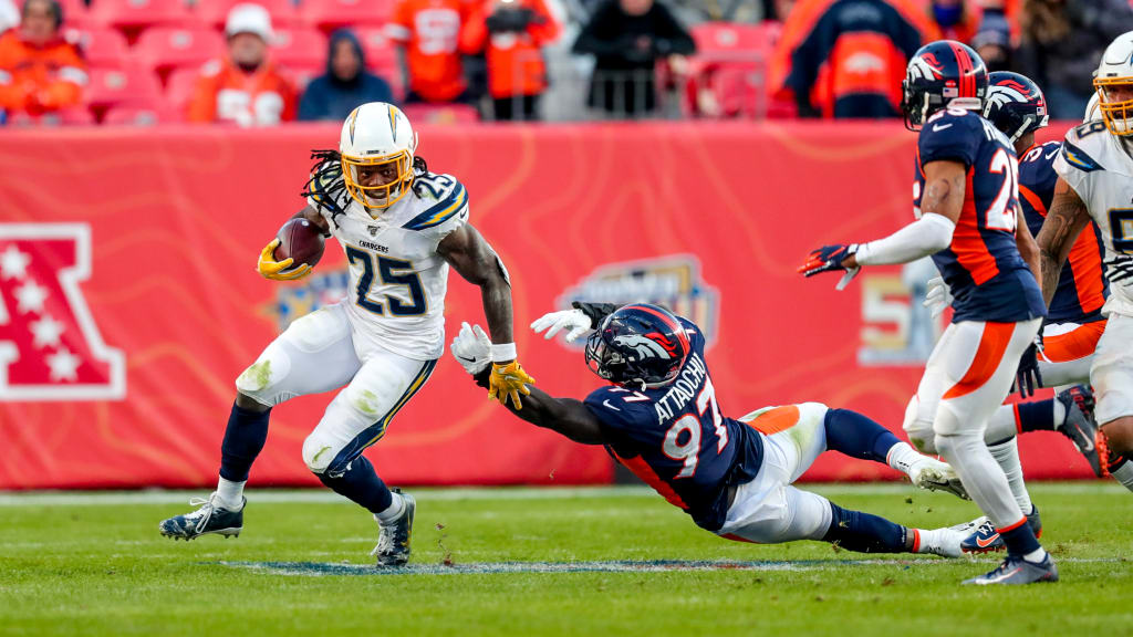 San Diego Chargers defensive end Joey Bosa (99) works against Denver  Broncos tight end John Phillips during the second half of an NFL football  game Thursday, Oct. 13, 2016, in San Diego. (