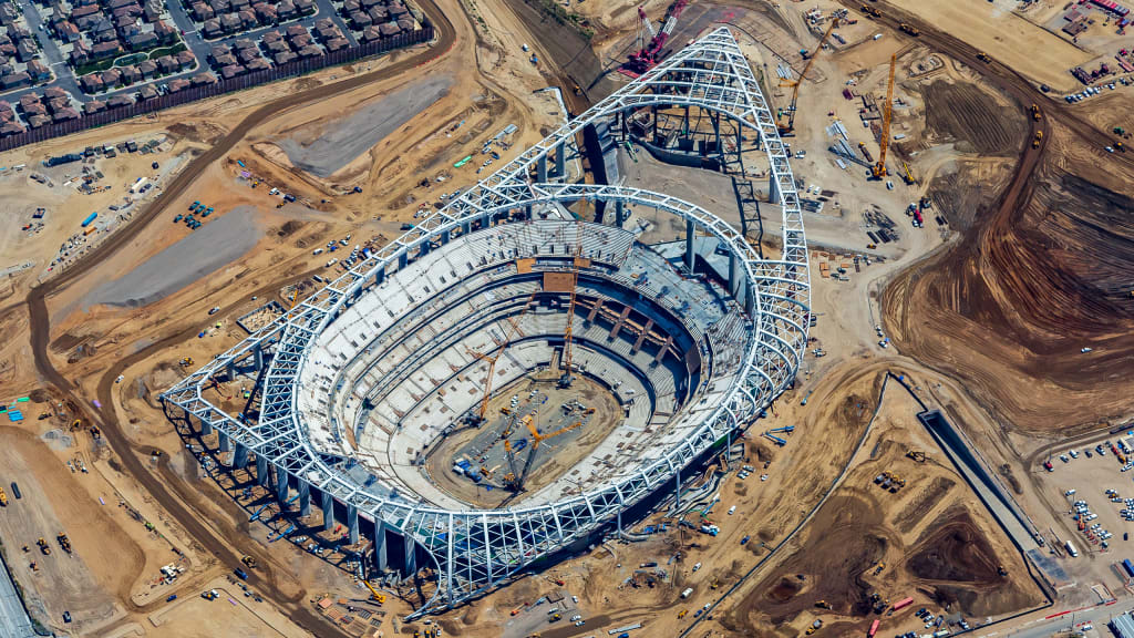 Chargers and Rams Commemorate L.A. Stadium Canopy Shell Topping Out