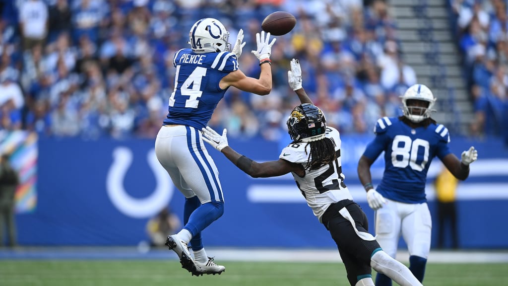 Indianapolis Colts wide receiver Alec Pierce (14) in action during the NFL  preseason football game against the Philadelphia Eagles, Thursday, Aug. 24,  2023, in Philadelphia. (AP Photo/Chris Szagola Stock Photo - Alamy