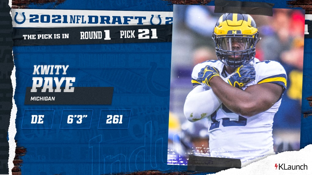 Colts select Michigan defensive end Kwity Paye with 21st pick