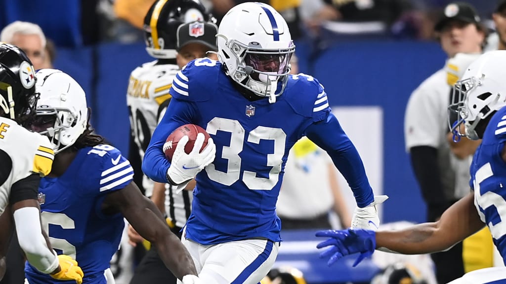 Indianapolis Colts cornerback Dallis Flowers runs before of an NFL football  game against the Jacksonville Jaguars, Sunday, Sept. 10, 2023, in  Indianapolis. (AP Photo/Darron Cummings Stock Photo - Alamy