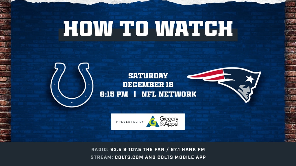 Colts News: Colts/Patriots Game Set for Saturday, December 18 at 8:20 PM -  Stampede Blue