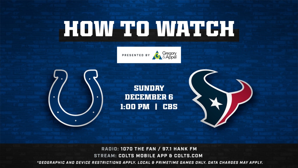 Indianapolis Colts vs. Houston Texans free live stream (12/20/20