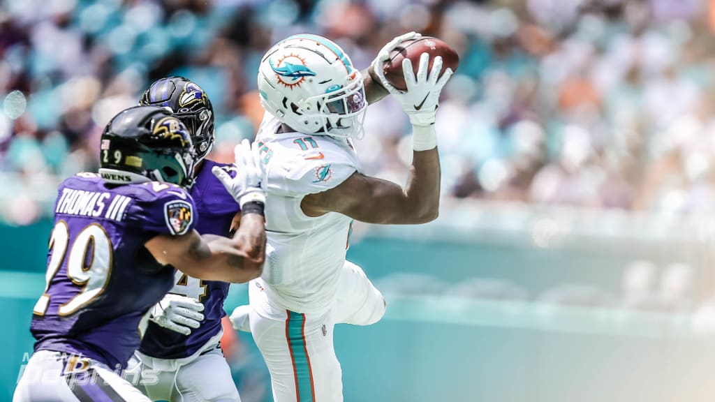 Miami Dolphins wide receiver DeVante Parker (11) runs a play during an NFL  football game against the New York Giants, Sunday, Dec. 5, 2021, in Miami  Gardens, Fla. (AP Photo/Doug Murray Stock