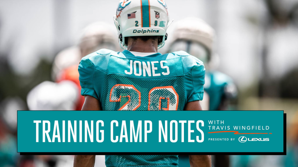 Miami Dolphins wide receiver Trent Sherfield (14) celebrates with Miami  Dolphins running back Chase Edmonds (2) after Edmonds scored a touchdown  during the first half of a NFL game between the Cincinnati