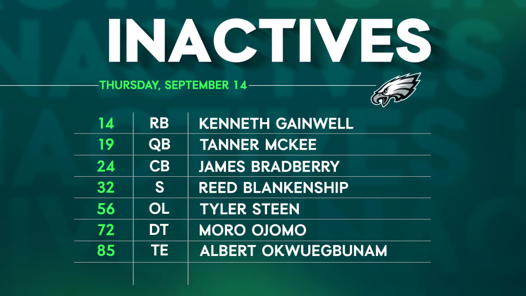 NFL Inactives Tonight: Vikings at Eagles Injury Report and Starting Lineups  Including Updates on Kenneth Gainwell