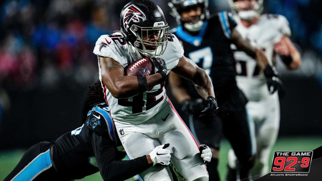 Atlanta Falcons wide receiver Mack Hollins (18) catches a pass during the  second half of an NFL football game against the Carolina Panthers, Sunday,  Sep. 10, 2023, in Atlanta. The Atlanta Falcons