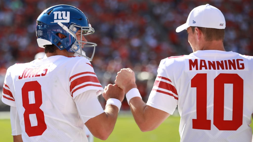 Photo of Daniel Jones wearing an Eli Manning Jersey as a kid