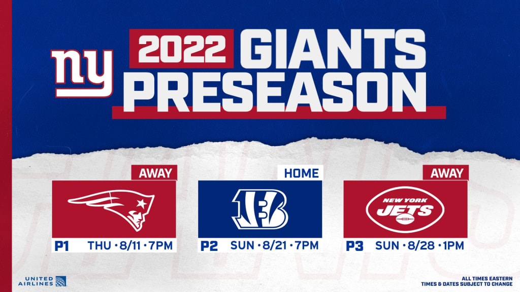 Giants announce dates & times of preseason games