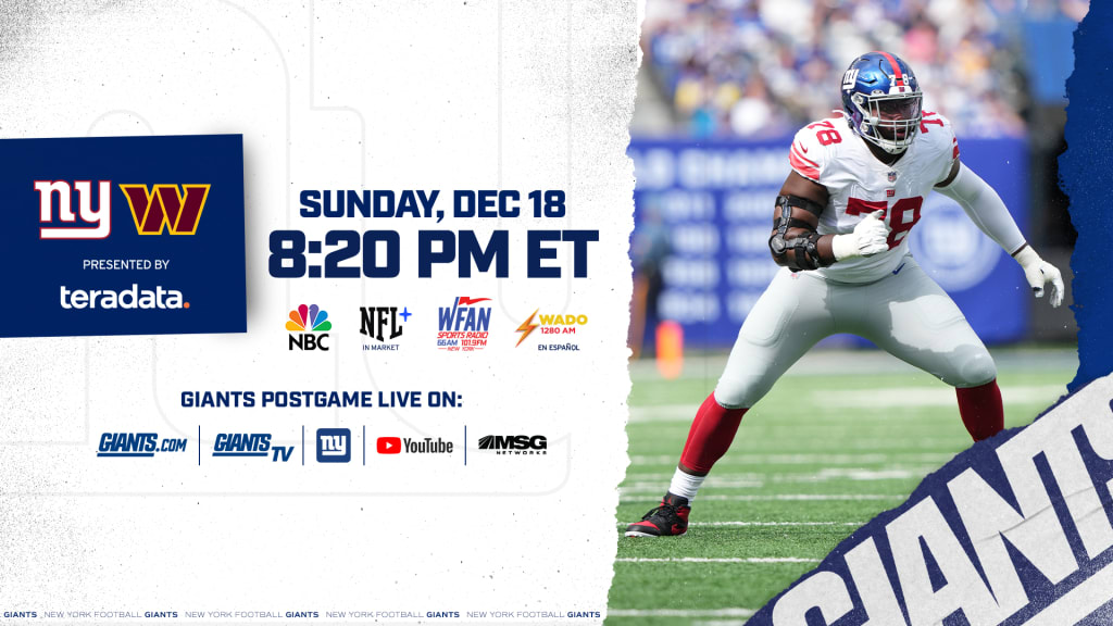 New York Giants vs Washington Play by Play LIVE STREAM - 8:15pm (EST)  Sunday! - ONE TIME ONLY! 