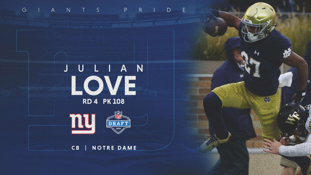 Julian Love Football Paper Poster Giants 2 - Julian Love - Sticker