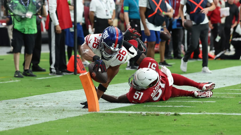 New York Giants linebacker Micah McFadden (41) lines up against the Arizona  Cardinals during the first half of an NFL football game, Sunday, Sept. 17,  2023, in Glendale, Ariz. (AP Photo/Rick Scuteri