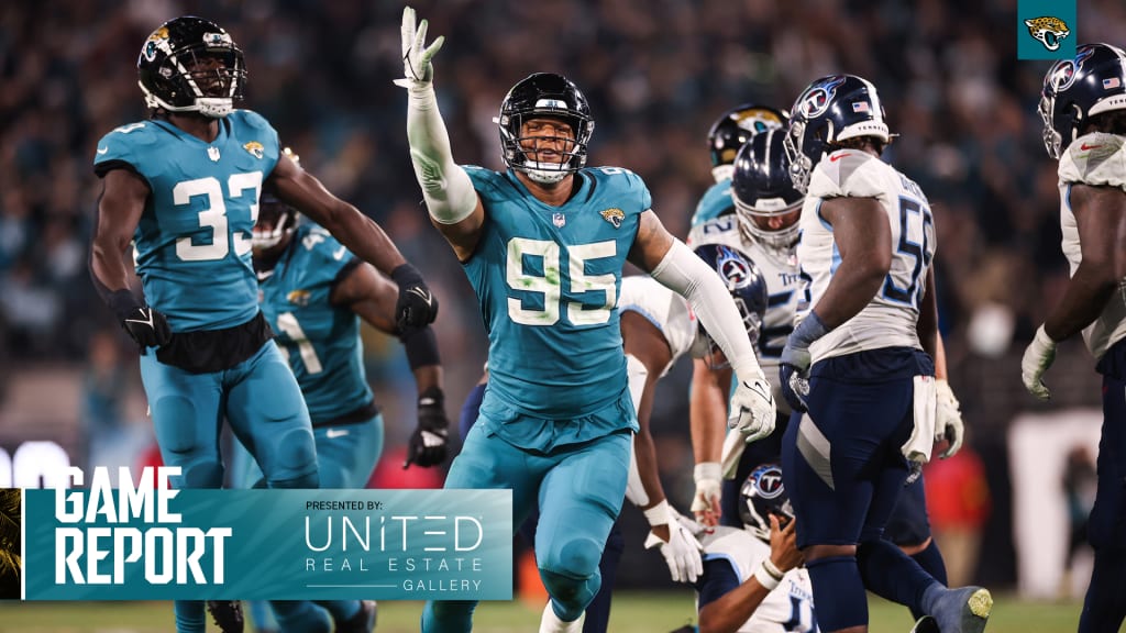 Jacksonville Jaguars cornerback Tyson Campbell (32) runs onto the field for  an NFL football game against the Tennessee Titans, Saturday, Jan. 7, 2023,  in Jacksonville, Fla. The Jaguars defeated the Titans 20-16. (