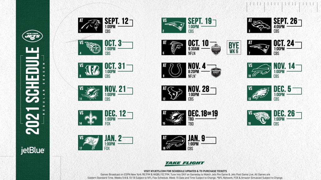 Jets Home Schedule 2022 2021 New York Jets Schedule: Complete Schedule, Tickets And Match-Up  Information For 2021 Nfl Season