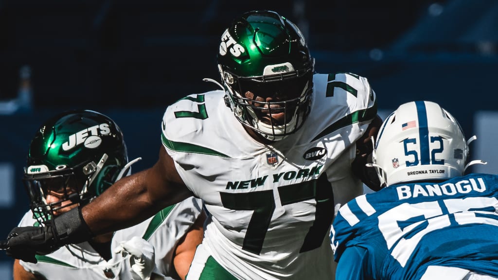 NY Jets' Mekhi Becton approves of Titans throwbacks---with one caveat