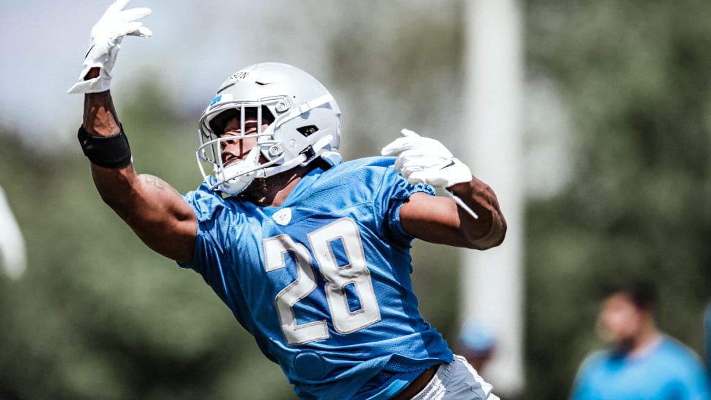 Detroit Lions running back Jermar Jefferson runs the ball during