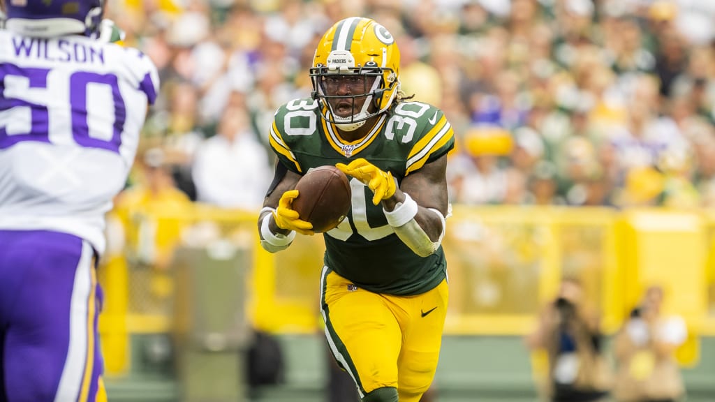 Green Bay, WI, USA. 20th Oct, 2019. Green Bay Packers running back Jamaal  Williams #30 before the NFL Football game between the Oakland Raiders and  the Green Bay Packers at Lambeau Field