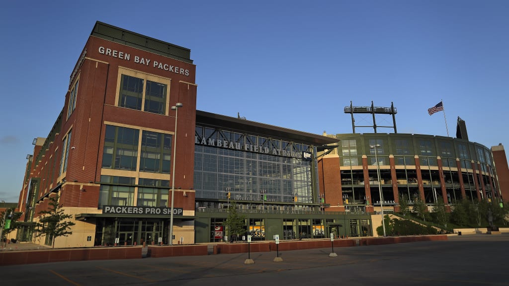 Sign for the Green Bay Packers Pro Shop, at Lambeau Field Stadium