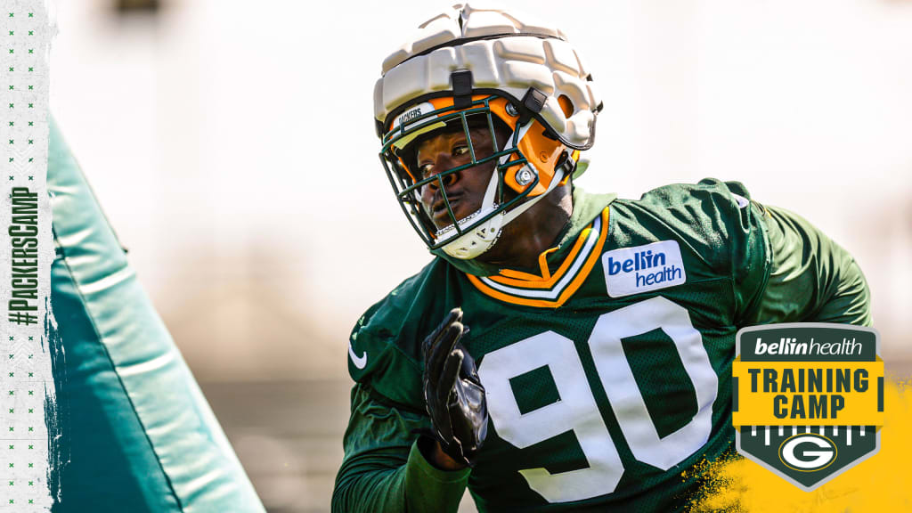 GREEN BAY, WI - DECEMBER 19: Green Bay Packers defensive tackle Jarran Reed  (90) celebrates during a game between the Green Bay Packers and the Los  Angeles Rams on December 19, 2022