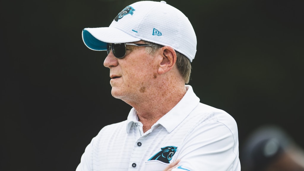 Carolina Panthers interim general manager Marty Hurney speaks to the media  during a news conference in Charlotte, N.C., Wednesday, July 19, 2017. The  Panthers rehired Marty Hurney as their interim general manager