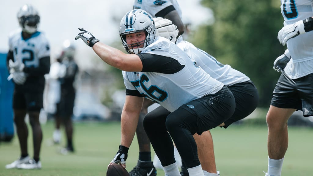 Carolina Panthers center Bradley Bozeman (56) works during the