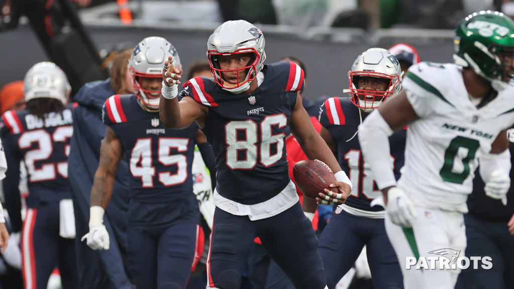 New England Patriots team enters the field during before an NFL