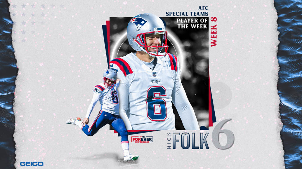 Patriots K Nick Folk nabs AFC weekly award after defeating former team