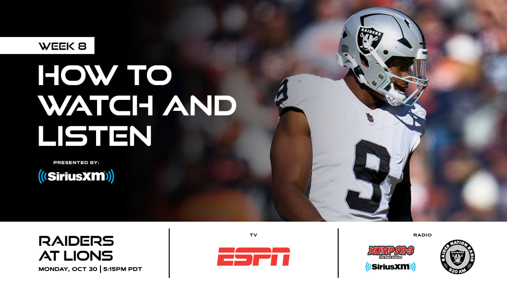 What time is the NFL game tonight? TV schedule, channel for Raiders vs.  Lions in Week 8