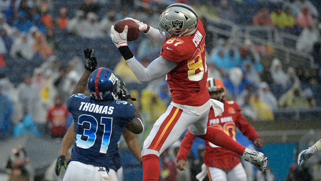 Orlando, Florida, USA. 27th Jan, 2019. AFC tight end Jared Cook (87), of  the Oakland Raiders, during the NFL Pro Bowl football game between the AFC  and the NFC at Camping World