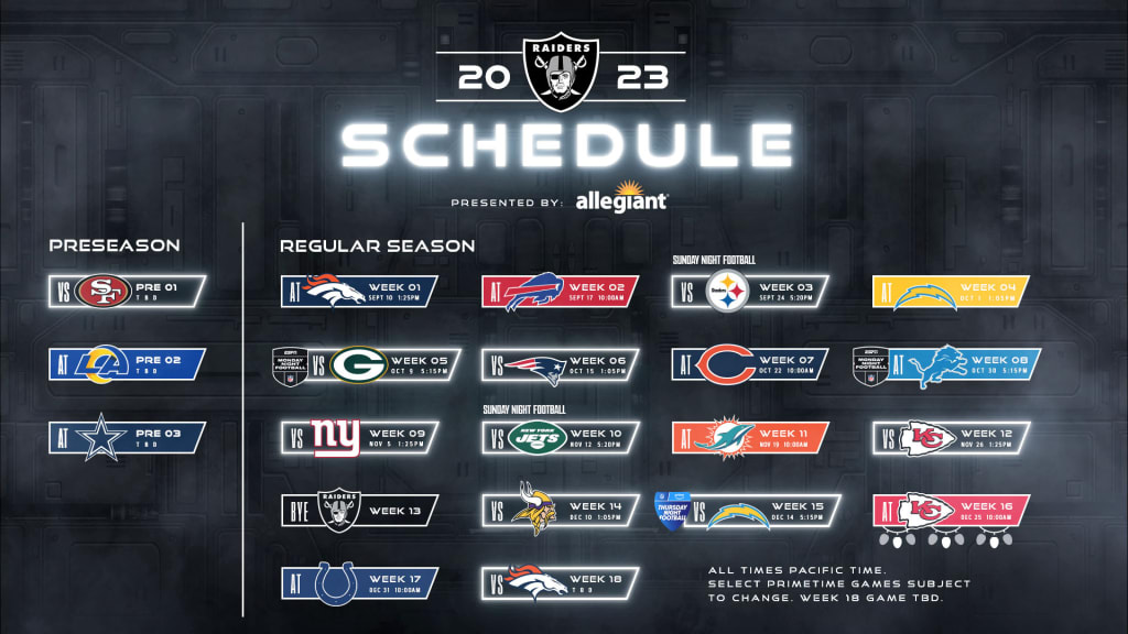 2023 Las Vegas Raiders Schedule: Complete schedule and matchup