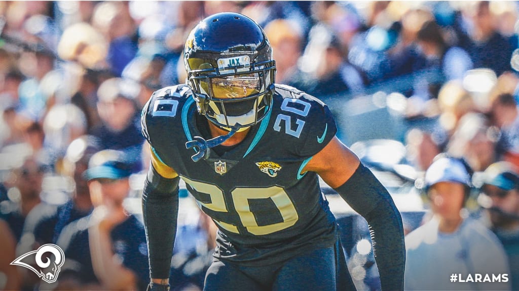 Defensive back (5) Jalen Ramsey of the Los Angeles Rams during warmups  before the Rams play against the Los Angeles Chargers in a preseason NFL  football game, Saturday, Aug. 13, 2022, in