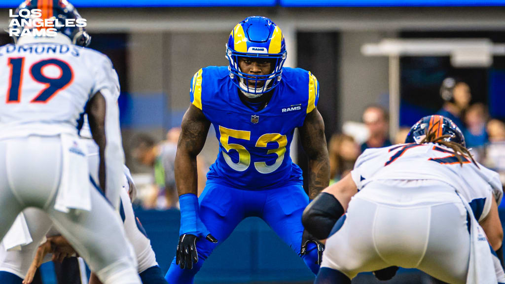 Los Angeles Rams linebacker Ernest Jones (53) tackles San