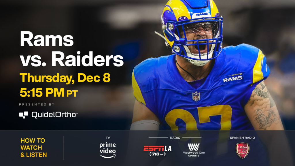 How to watch Las Vegas Raiders at Los Angeles Rams on Thursday Night  Football Week 14