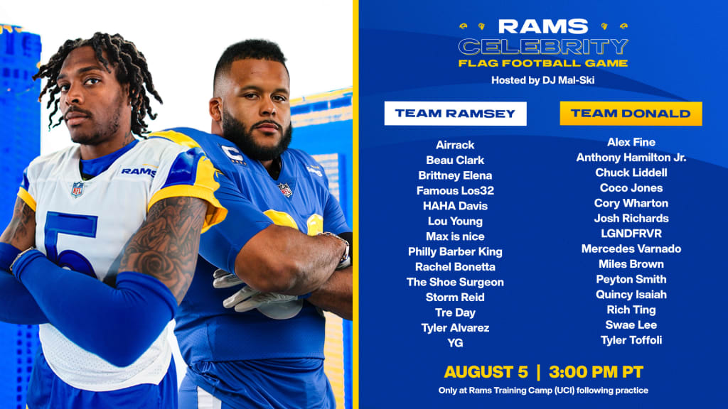 Los Angeles Rams to host second annual Celebrity Flag Football Game  following training camp practice at UC Irvine