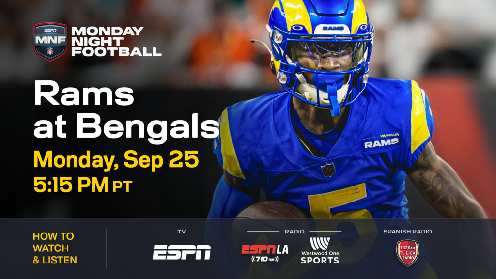 How to watch Rams at Bengals on Monday Night Football on September 25, 2023