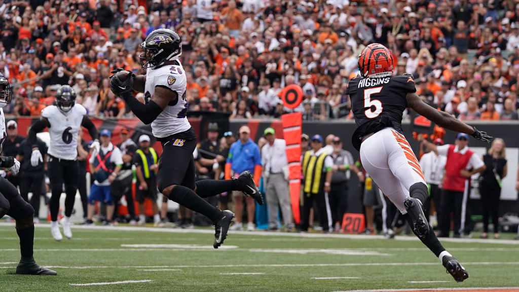 Baltimore Ravens safety Geno Stone (26) during an NFL football game against  the New Orleans Saints, Monday, Nov. 7, 2022, in New Orleans. (AP  Photo/Tyler Kaufman Stock Photo - Alamy